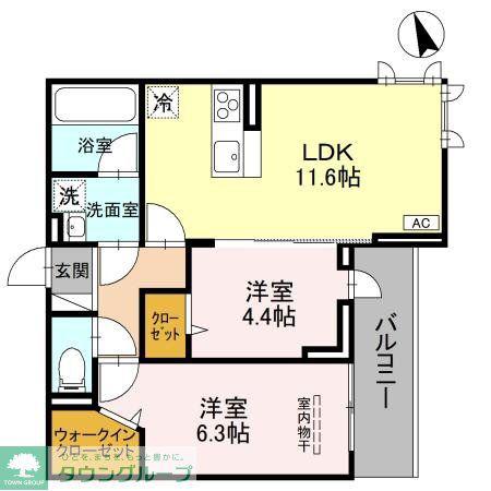 D-ROOM大瀬4丁目SMII(2LDK/3階)の間取り写真