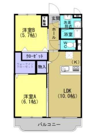 レガーロII(2LDK/3階)の間取り写真