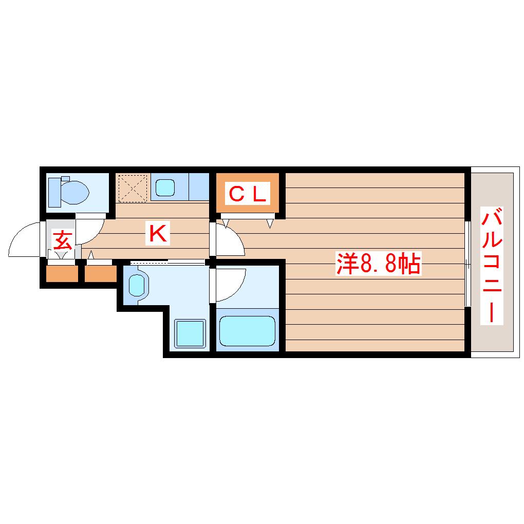 HOWS北仙台(1K/1階)の間取り写真
