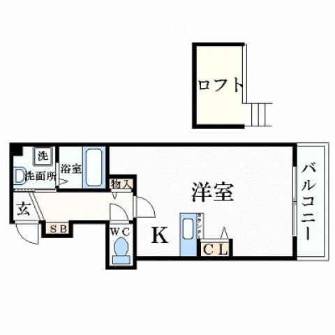 K・Y BLD(ワンルーム/6階)の間取り写真