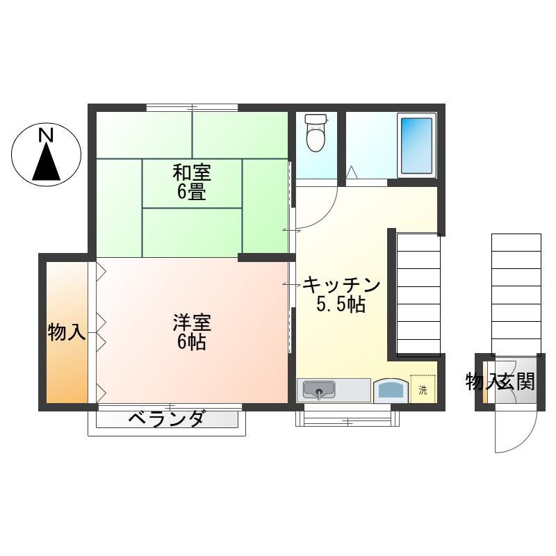 サンエイハイツ(2DK/2階)の間取り写真
