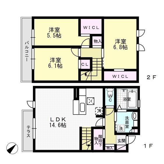 クレスト青山(3LDK/1階)の間取り写真