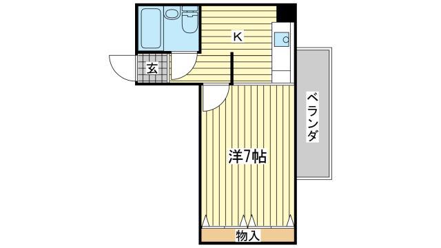 東今宿中村コーポI(1K/6階)の間取り写真
