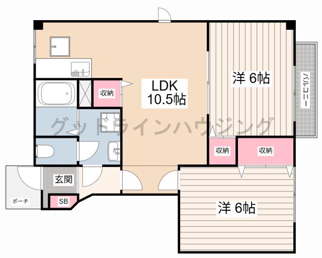 ロシェラシーヌ(2LDK/1階)の間取り写真