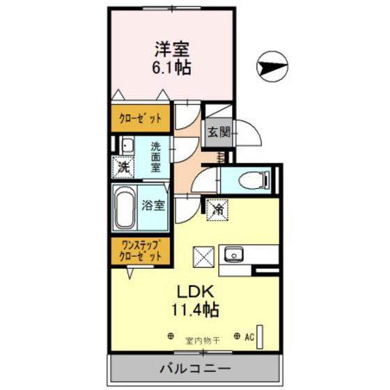 アップル・ハウス(1LDK/1階)の間取り写真