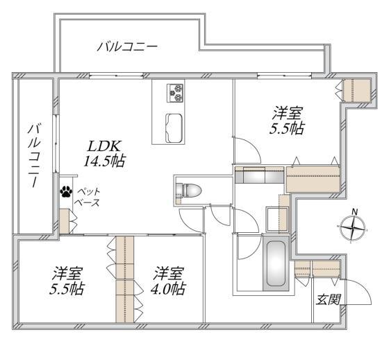 グラン レーヴ(3LDK/3階)の間取り写真