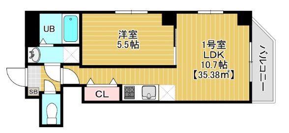 クラージュグラン院内(1LDK/4階)の間取り写真