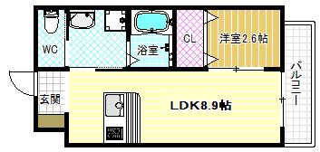エヌエムキャトフヴァンオンズ(1LDK/2階)の間取り写真