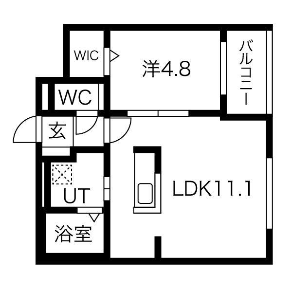 IJ-711(1LDK/1階)の間取り写真
