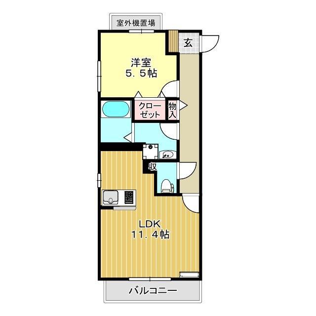 カームコート(1LDK/2階)の間取り写真