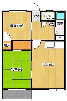 ワタナベハイツ(2LDK/1階)の間取り写真