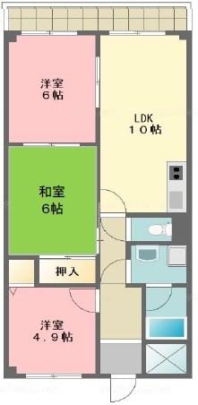 シャトレンうぐいす(3LDK/5階)の間取り写真
