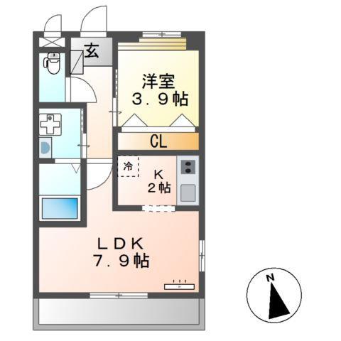 プランドールSK(1LDK/2階)の間取り写真
