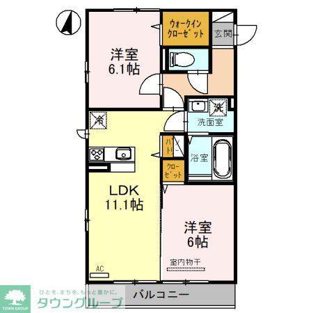 フラワーレジデンス(2LDK/1階)の間取り写真