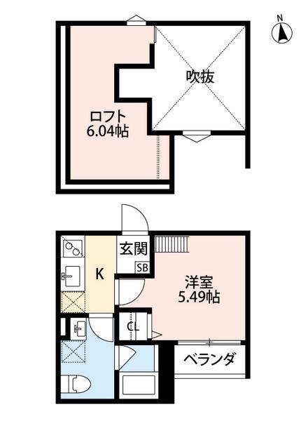 LA CHOU CHOU(1K/2階)の間取り写真