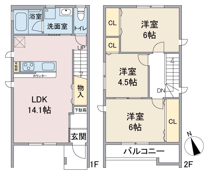 エルフィー南川(3LDK/2階)の間取り写真
