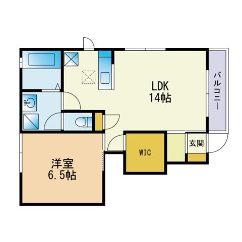 ラディウス(1LDK/1階)の間取り写真