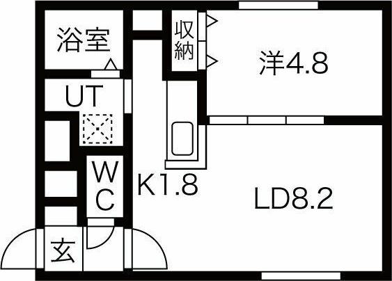 ECOA南郷7丁目(1LDK/1階)の間取り写真