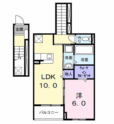 エススタイル リュクス(1LDK/2階)の間取り写真