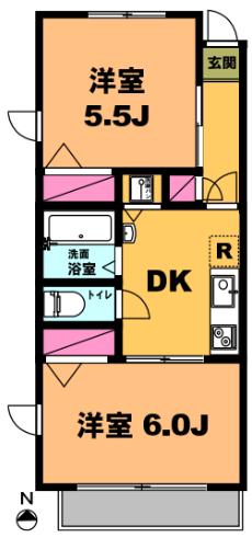 月村マンションNO.2(2DK/2階)の間取り写真