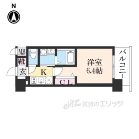 アクアプレイス京都西院2203(1K/2階)の間取り写真