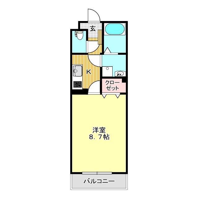 ベルズベル(1K/2階)の間取り写真