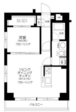 プレールドゥーク中野坂上(1LDK/4階)の間取り写真