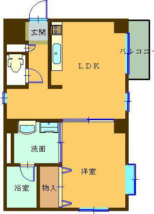 アリビア世田谷(1LDK/2階)の間取り写真