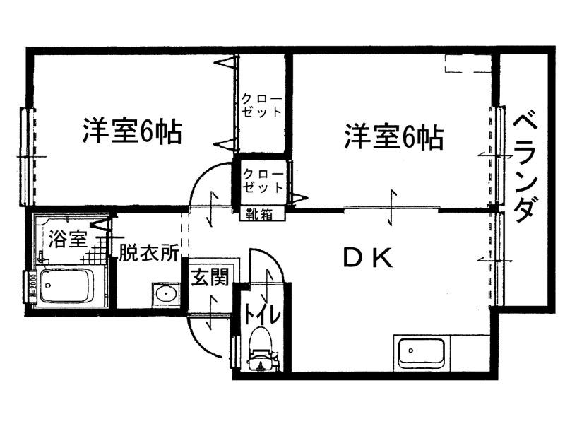 ルネス吉岡5号地(2DK/1階)の間取り写真