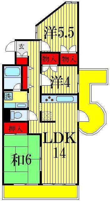 シャトルグランディ(3LDK/5階)の間取り写真