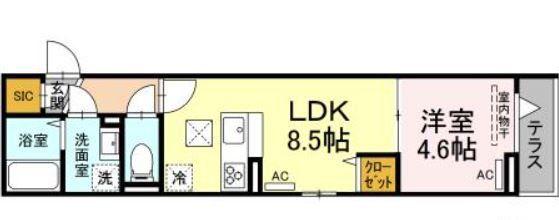 ルリアン北小岩II(1LDK/1階)の間取り写真