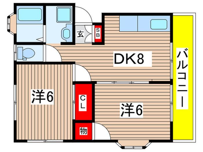 ガーデンハウス鳥之海(2DK/2階)の間取り写真