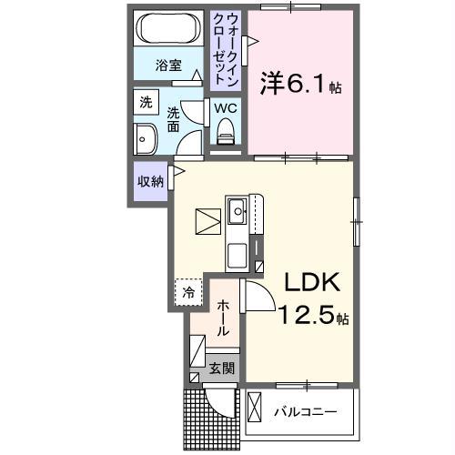キャトルプレイス8(1LDK/1階)の間取り写真