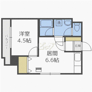 杉本ビル(1LDK/4階)の間取り写真