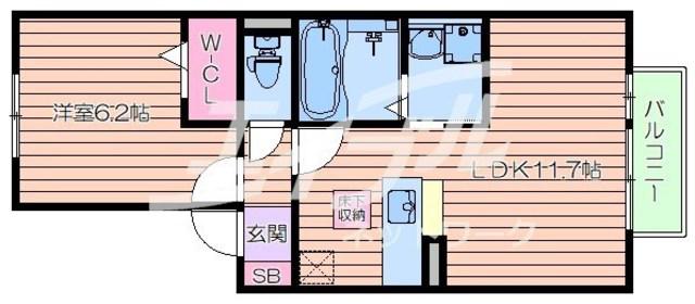 ぼぬーる(1LDK/1階)の間取り写真