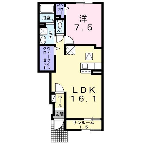グラン・フローラ(1LDK/1階)の間取り写真