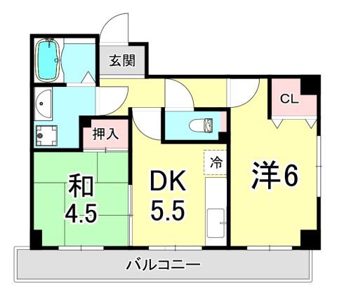 ハーバー壱番館(2DK/2階)の間取り写真