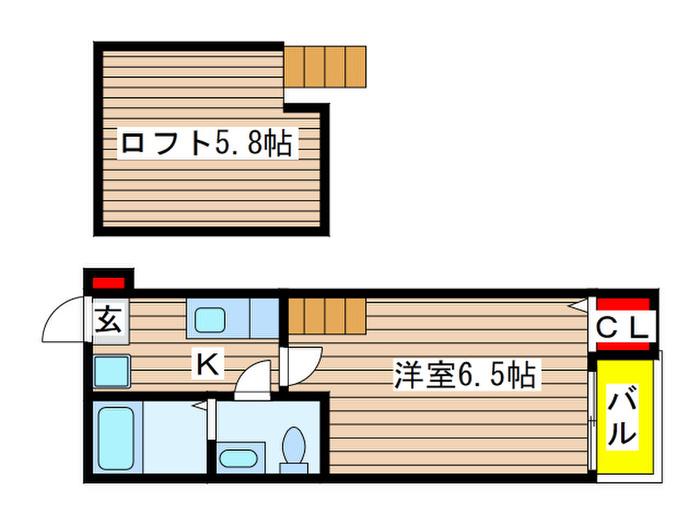サニーサイド千葉(1K/2階)の間取り写真