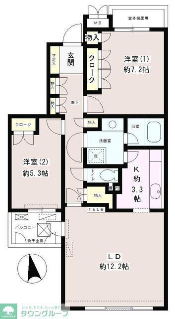 スクエア高円寺(2LDK/2階)の間取り写真