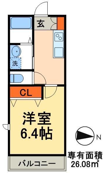 プレミール北千住(1K/1階)の間取り写真