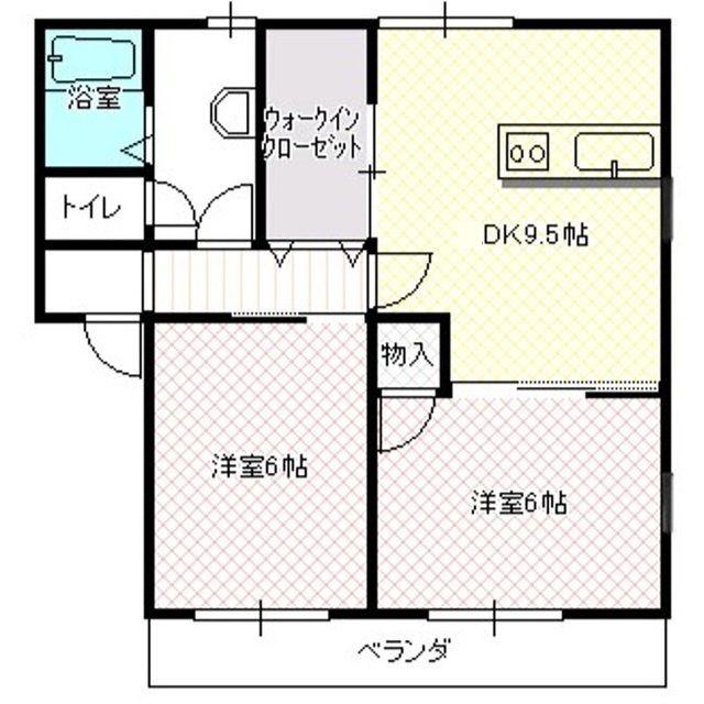 エターナル(2DK/2階)の間取り写真