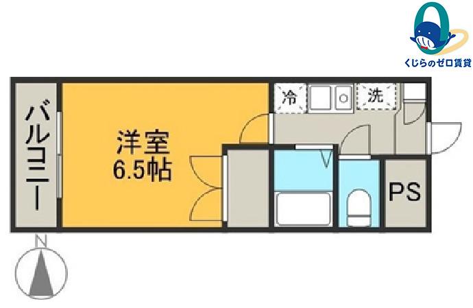 セントラルホーム千早(1K/5階)の間取り写真