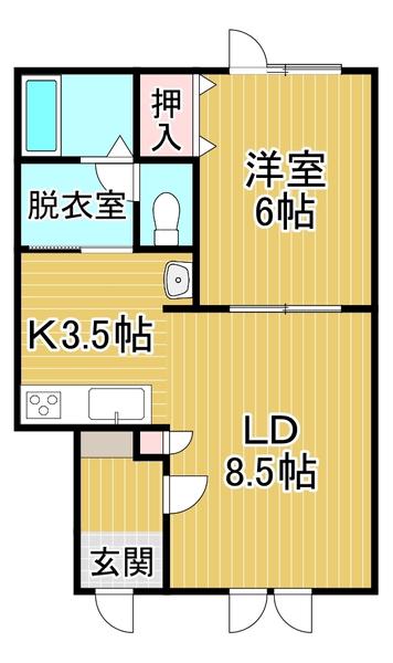 クレアーレ 西館(1LDK/1階)の間取り写真