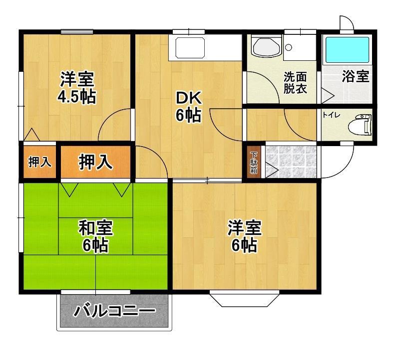 コーポラス藤(3DK/2階)の間取り写真