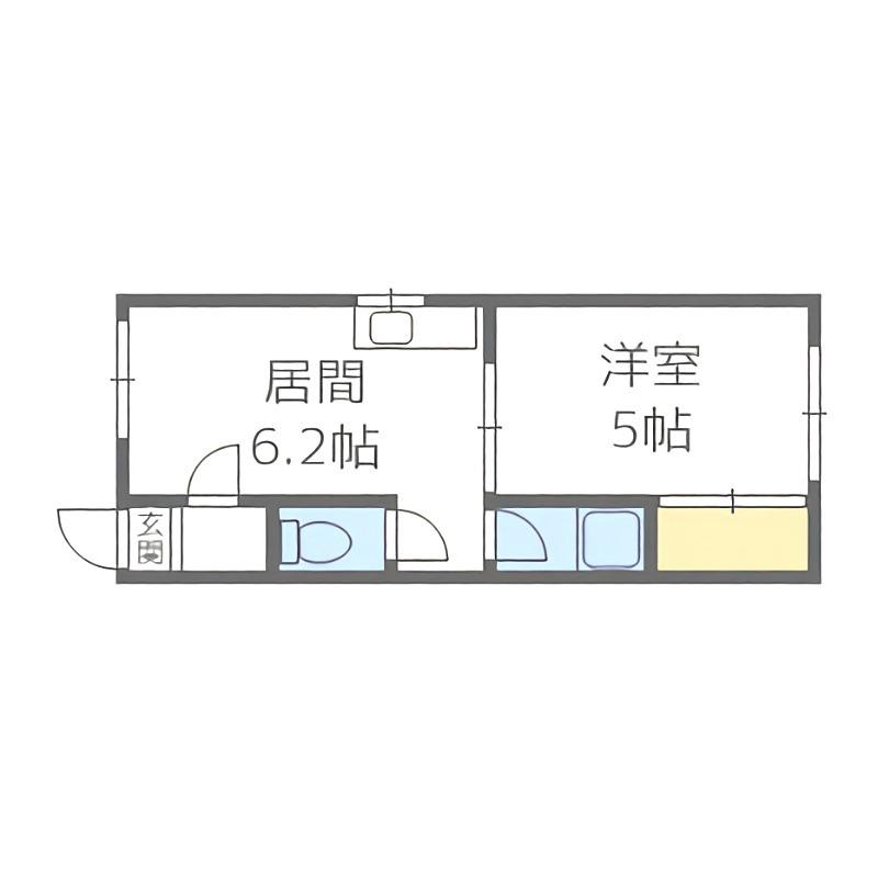 ROOMS大通(1DK/2階)の間取り写真