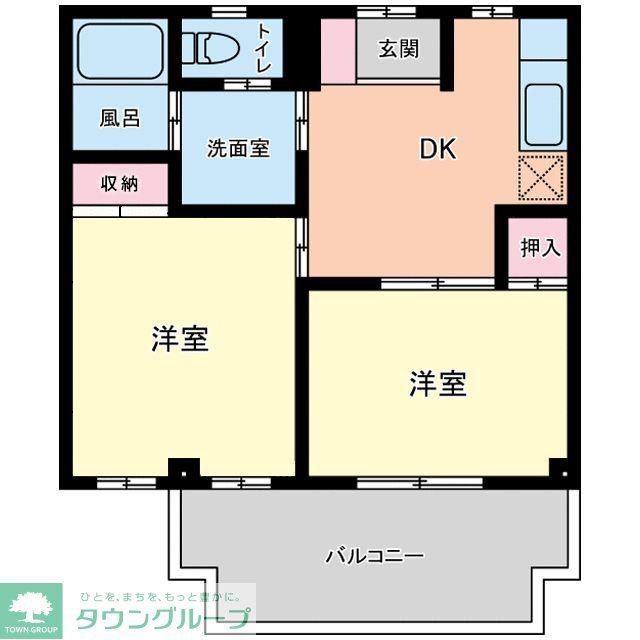 マンション林(2DK/1階)の間取り写真