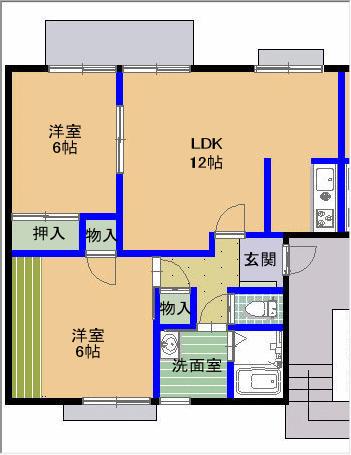積水ハウスの2LDK(2LDK/1階)の間取り写真
