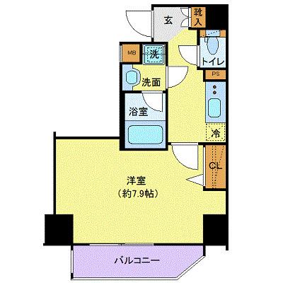 ジェノヴィア新御徒町スカイガーデン(1K/3階)の間取り写真