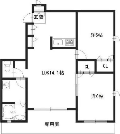 パディフィールド今宿(2LDK/1階)の間取り写真