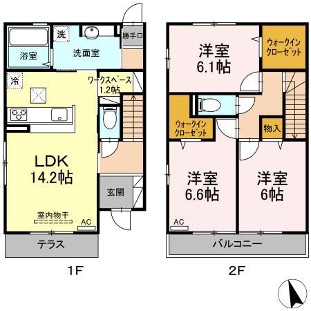 プランドール(3LDK/1階)の間取り写真